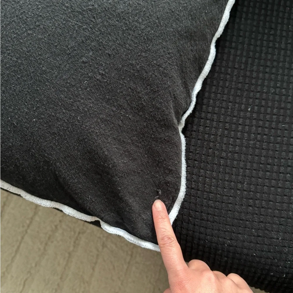 Crate&Barrel Cotton Black Throw Pillow with White Trim Edge with Pillow insert